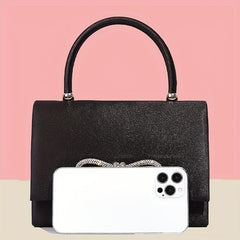 Glitter Bow Decor Evening Bag Small Chain Crossbody Bag Bling Handbags