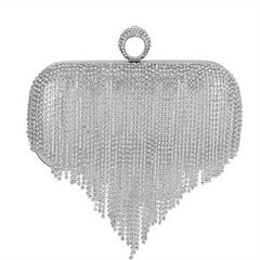Rhinestone Kiss Lock Chain Clutch Evening Bag