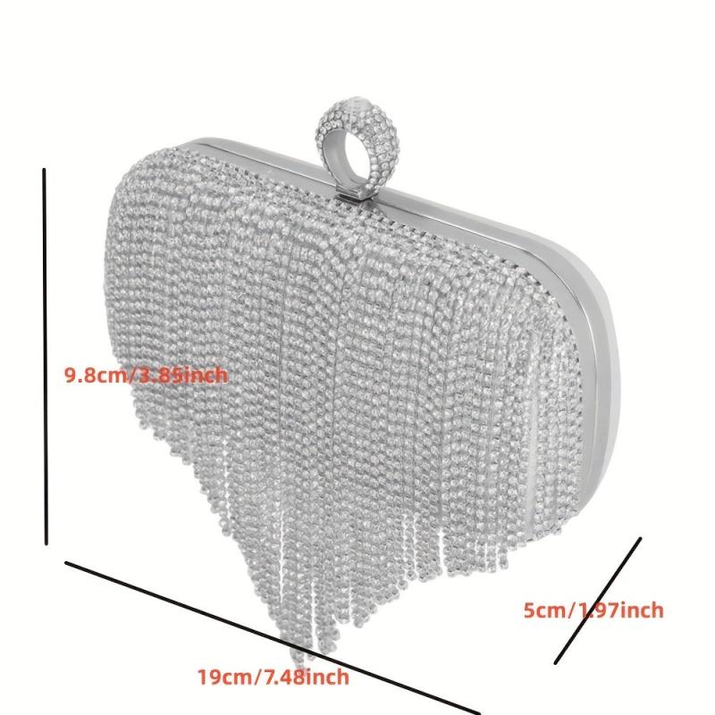 Rhinestone Kiss Lock Chain Clutch Evening Bag