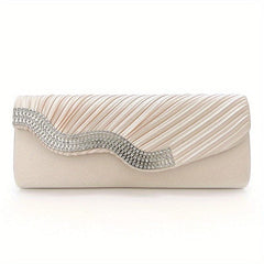 Rhinestone Pleated Evening Bag Formal Banquet Handbag