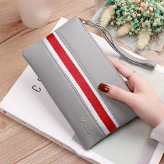 Striped Long Clutch Wallet Coin Purse Classic Purse