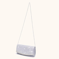 Glitter Bling Chain Clutch Elegent Flap Purse Evening Bag