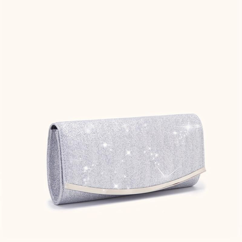 Glitter Bling Chain Clutch Elegent Flap Purse Evening Bag
