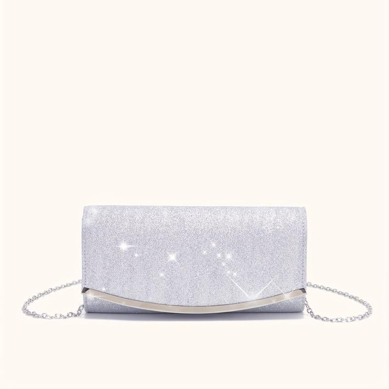 Glitter Bling Chain Clutch Elegent Flap Purse Evening Bag