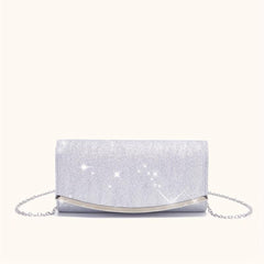 Glitter Bling Chain Clutch Elegent Flap Purse Evening Bag