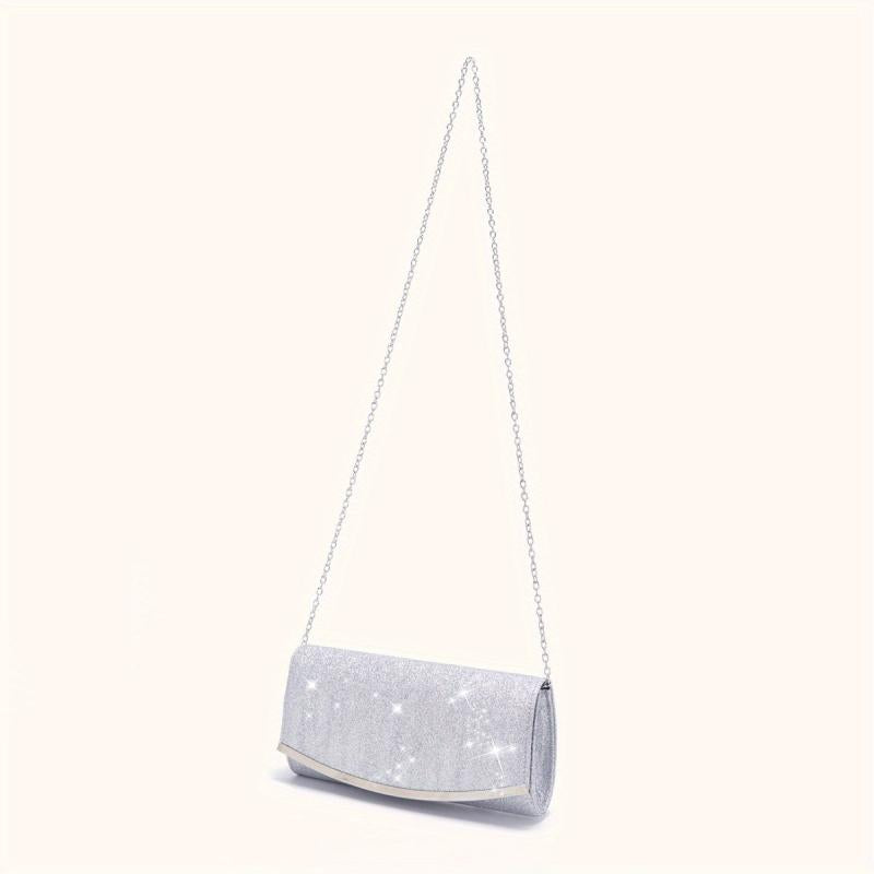 Glitter Bling Chain Clutch Elegent Flap Purse Evening Bag