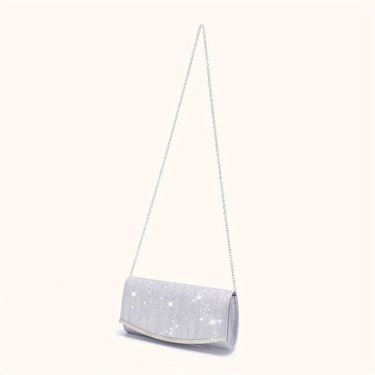 Glitter Bling Chain Clutch Elegent Flap Purse Evening Bag