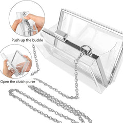Clear Acrylic Box Evening Bag Chain Crossbody Bag Mini Square Purse