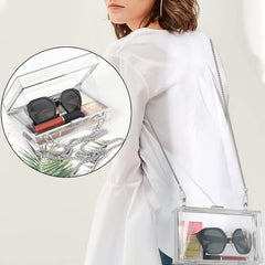 Clear Acrylic Box Evening Bag Chain Crossbody Bag Mini Square Purse