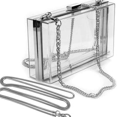 Clear Acrylic Box Evening Bag Chain Crossbody Bag Mini Square Purse