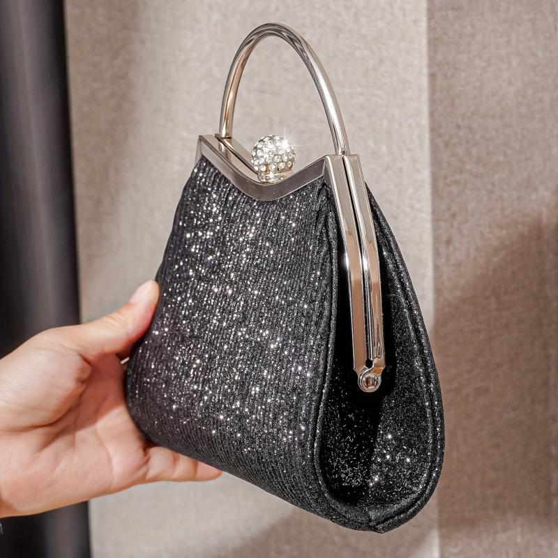 Pleated Rhinestone Glitter Clutch Handbag Purse