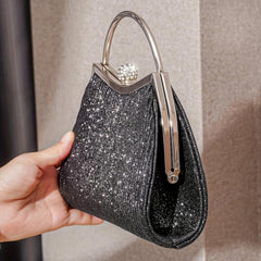 Pleated Rhinestone Glitter Clutch Handbag Purse