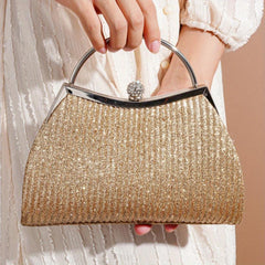 Pleated Rhinestone Glitter Clutch Handbag Purse