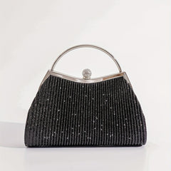 Pleated Rhinestone Glitter Clutch Handbag Purse