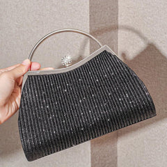 Pleated Rhinestone Glitter Clutch Handbag Purse