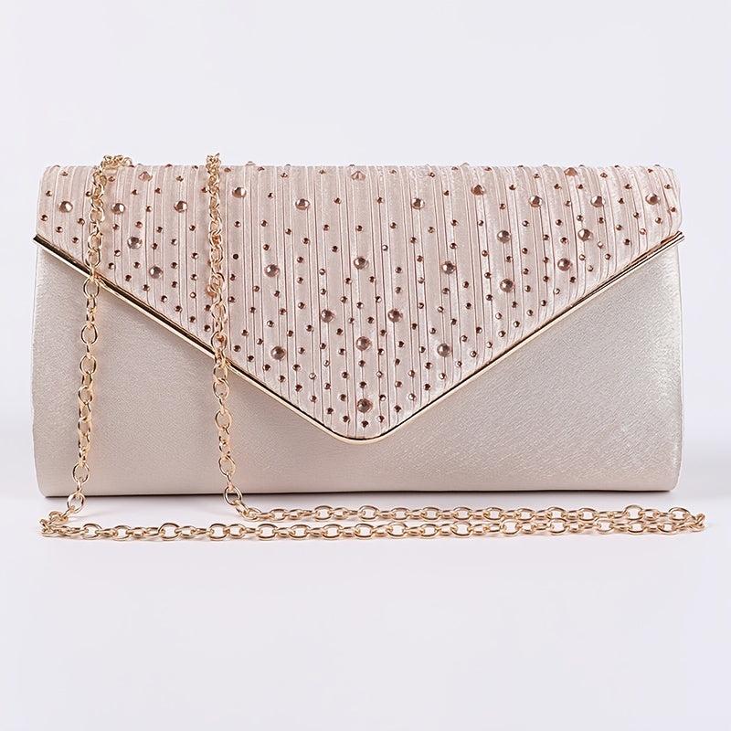 Rhinestone Chain Evening Bag for Party with Strap
