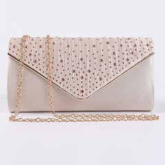 Rhinestone Chain Evening Bag for Party with Strap