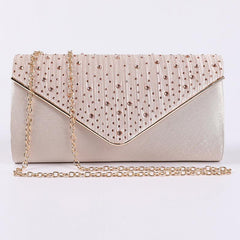 Rhinestone Chain Evening Bag for Party with Strap