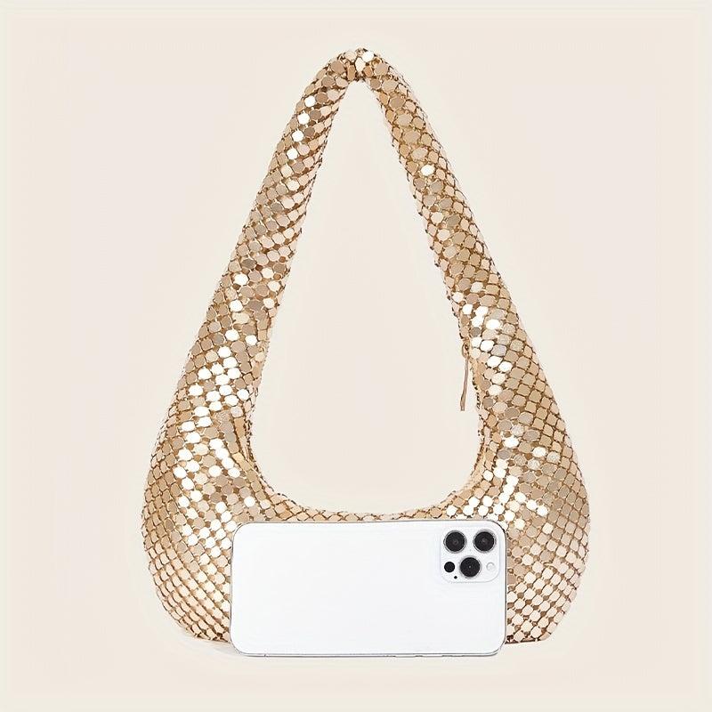 Metallic Shoulder Bags For Women Evening Handbag Bling Sparkly Hobo Bag