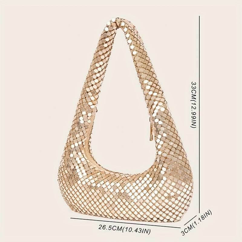 Metallic Shoulder Bags For Women Evening Handbag Bling Sparkly Hobo Bag