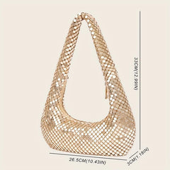Metallic Shoulder Bags For Women Evening Handbag Bling Sparkly Hobo Bag