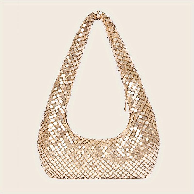 Metallic Shoulder Bags For Women Evening Handbag Bling Sparkly Hobo Bag