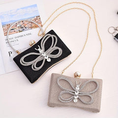 Glitter Bowknot Satchel Bag Rhinestone Evening Bag