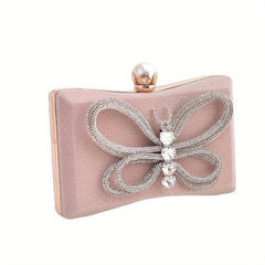 Glitter Bowknot Satchel Bag Rhinestone Evening Bag