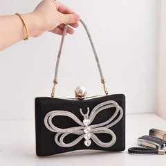 Glitter Bowknot Satchel Bag Rhinestone Evening Bag