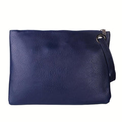 Solid Zipper PU Leather Clutch Bag Large Capacity Handbag Purse