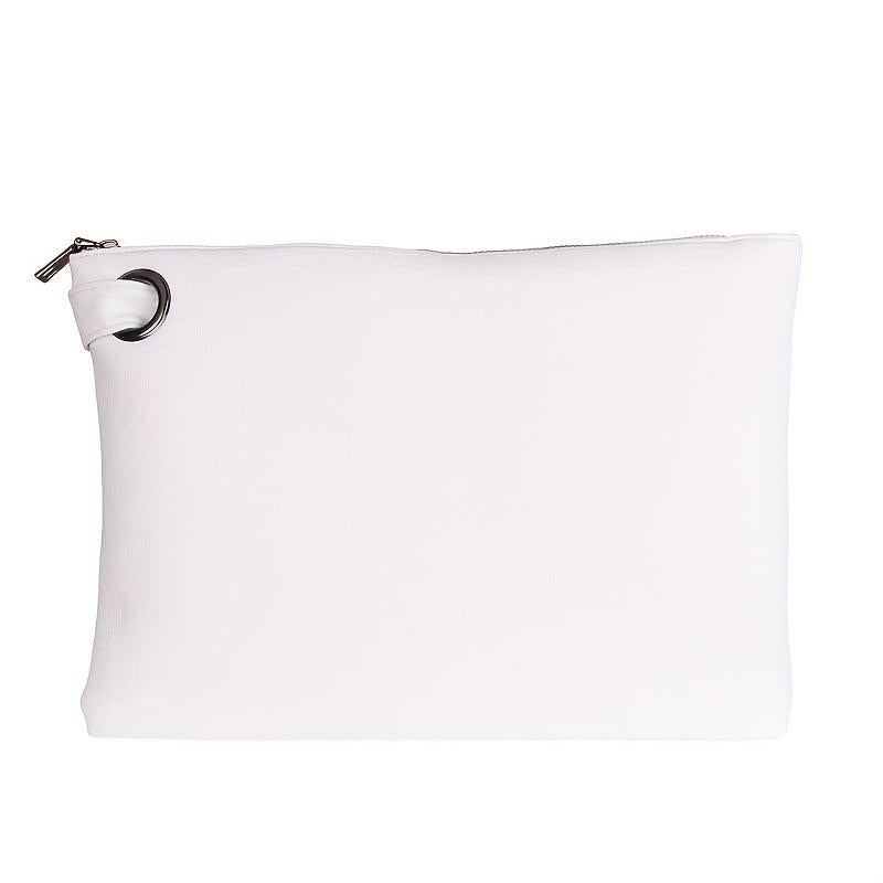 Solid Zipper PU Leather Clutch Bag Large Capacity Handbag Purse