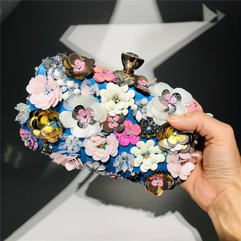 Satin Clutch Purse Flower Bag for Wedding