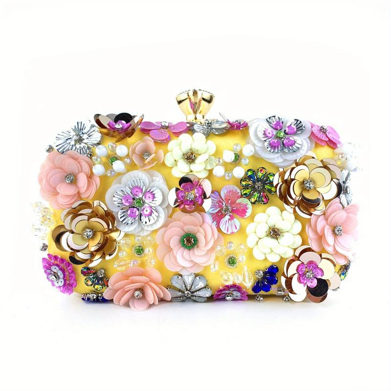 Satin Clutch Purse Flower Bag for Wedding