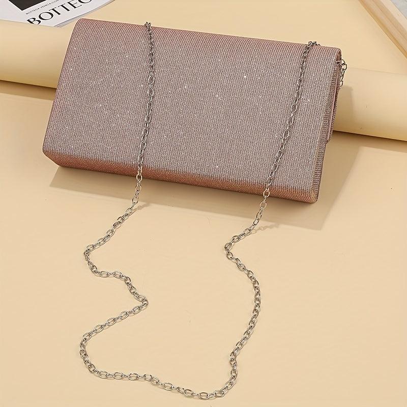 Sequin Square Bag Rhinestone Buckle Decor Evening Shoulder Chain Bag