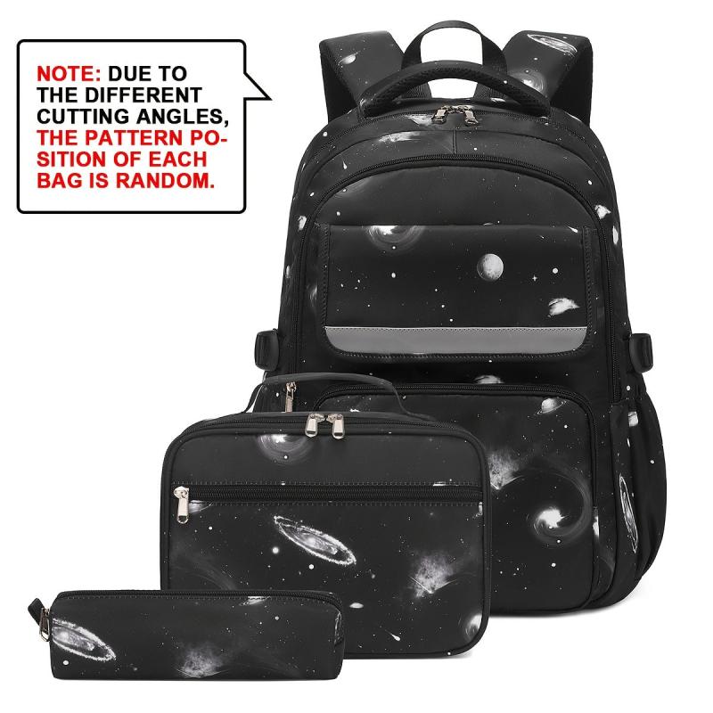 3pcs School Bags Set Starry Sky Cartoon Backpack Lunch Bag Pencil Case Set