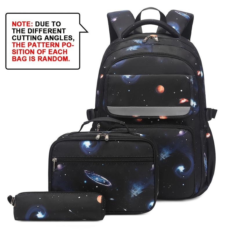 3pcs School Bags Set Starry Sky Cartoon Backpack Lunch Bag Pencil Case Set