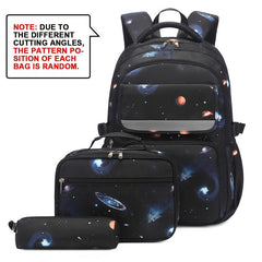 3pcs School Bags Set Starry Sky Cartoon Backpack Lunch Bag Pencil Case Set
