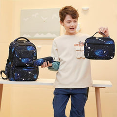 3pcs School Bags Set Starry Sky Cartoon Backpack Lunch Bag Pencil Case Set