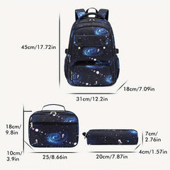 3pcs School Bags Set Starry Sky Cartoon Backpack Lunch Bag Pencil Case Set