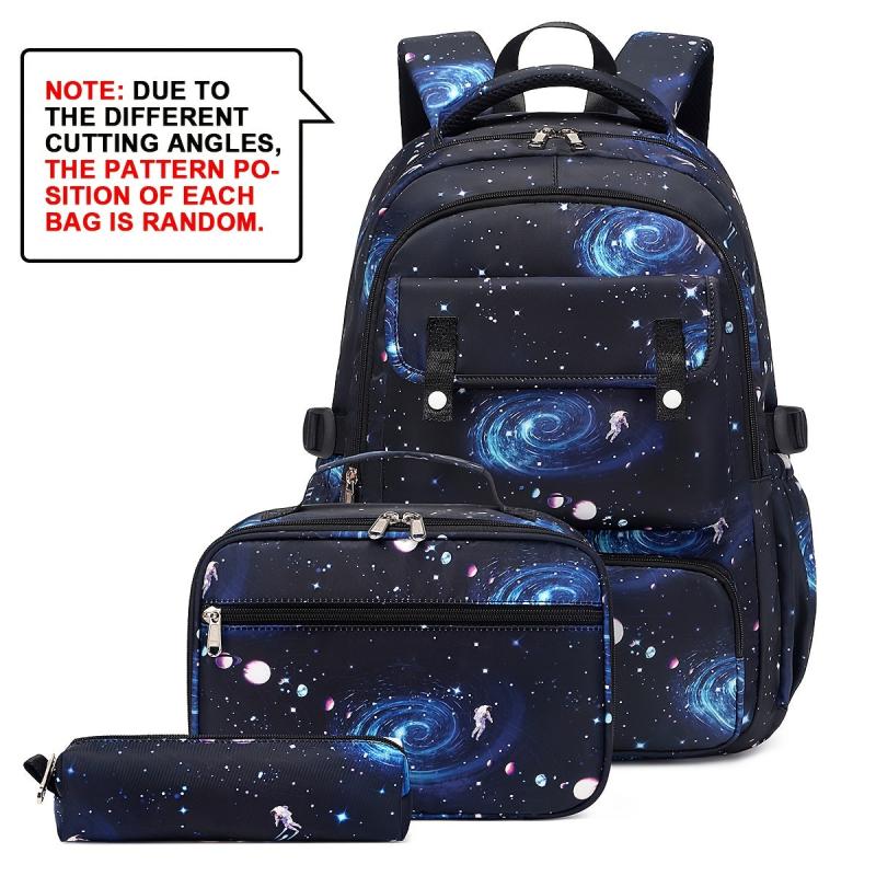 3pcs School Bags Set Starry Sky Cartoon Backpack Lunch Bag Pencil Case Set