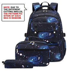 3pcs School Bags Set Starry Sky Cartoon Backpack Lunch Bag Pencil Case Set