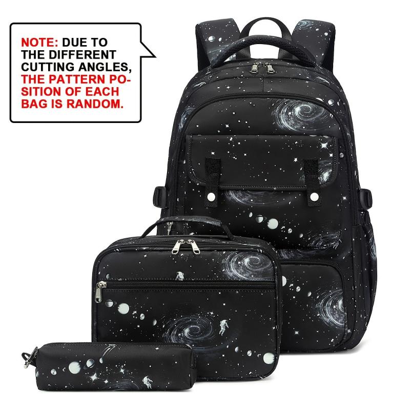 3pcs School Bags Set Starry Sky Cartoon Backpack Lunch Bag Pencil Case Set