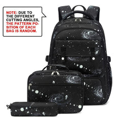 3pcs School Bags Set Starry Sky Cartoon Backpack Lunch Bag Pencil Case Set