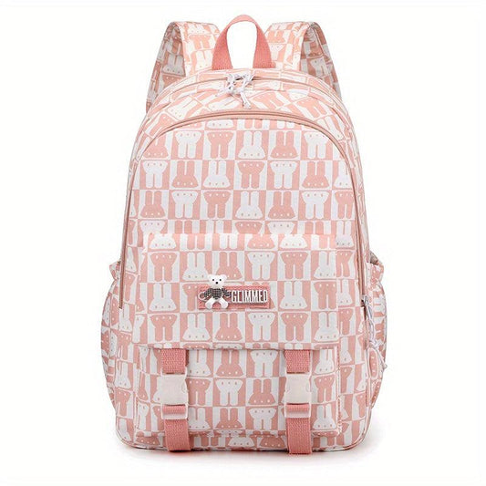 Sweet Rabbit Printed Backpack for Middle School Girls