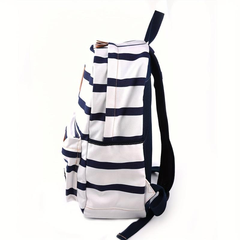 Striped Canvas Backpack Kids Lightweight Teen Girls Laptop Bookbag