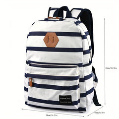 Striped Canvas Backpack Kids Lightweight Teen Girls Laptop Bookbag