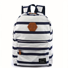 Striped Canvas Backpack Kids Lightweight Teen Girls Laptop Bookbag