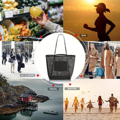 Large Capacity Mesh Beach Bag Portable Washing Swimming Clothing Storage Bag