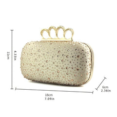 Rhinestone Mini Evening Bag Chain Clutch Wedding Party 7.09x4.33x0.36 Inch