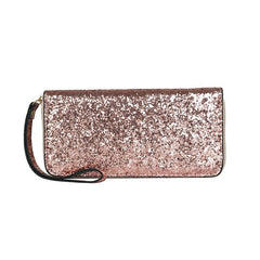 Sequin Glitter Long Coin Purse PU Leather Wristlet